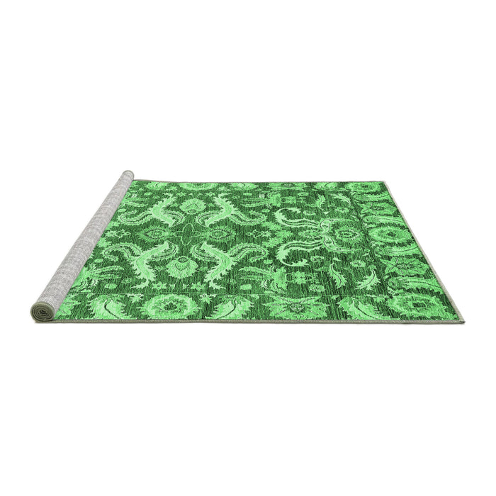 Sideview of Machine Washable Abstract Emerald Green Modern Area Rugs, wshabs339emgrn