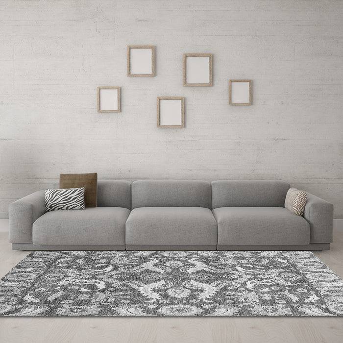 Machine Washable Abstract Gray Modern Rug in a Living Room,, wshabs339gry