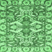 Square Machine Washable Abstract Emerald Green Modern Area Rugs, wshabs339emgrn