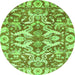 Round Machine Washable Abstract Green Modern Area Rugs, wshabs339grn