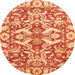 Round Machine Washable Abstract Orange Modern Area Rugs, wshabs339org