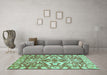 Machine Washable Abstract Turquoise Modern Area Rugs in a Living Room,, wshabs339turq