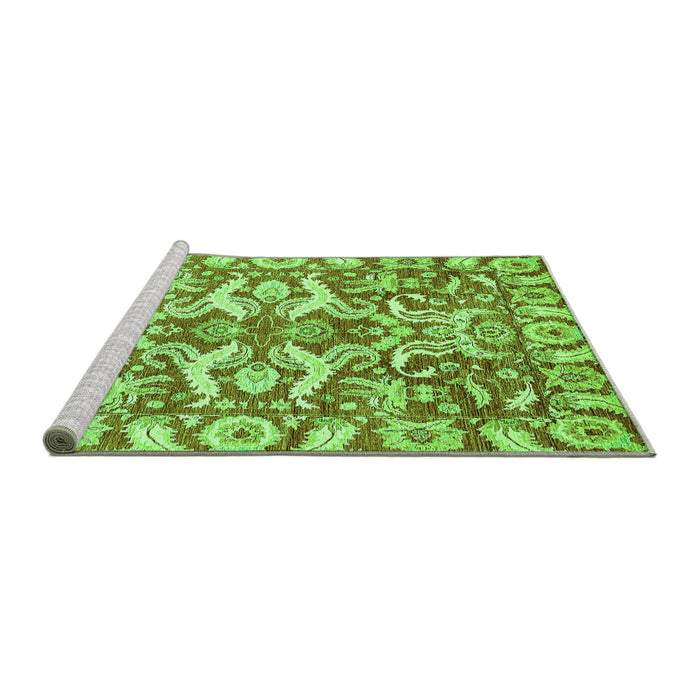 Sideview of Machine Washable Abstract Green Modern Area Rugs, wshabs339grn