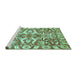 Sideview of Machine Washable Abstract Turquoise Modern Area Rugs, wshabs339turq