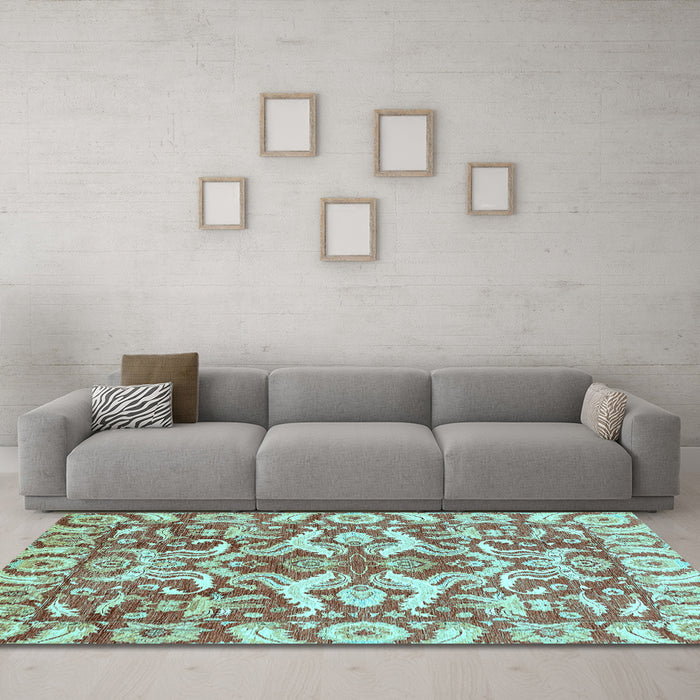 Machine Washable Abstract Light Blue Modern Rug in a Living Room, wshabs339lblu
