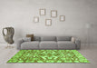 Machine Washable Abstract Green Modern Area Rugs in a Living Room,, wshabs339grn