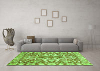 Machine Washable Abstract Green Modern Rug, wshabs339grn