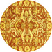 Round Machine Washable Abstract Yellow Modern Rug, wshabs339yw