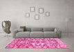 Machine Washable Abstract Pink Modern Rug in a Living Room, wshabs339pnk