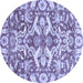 Round Machine Washable Abstract Blue Modern Rug, wshabs339blu