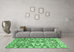 Machine Washable Abstract Emerald Green Modern Area Rugs in a Living Room,, wshabs339emgrn