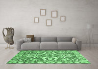 Machine Washable Abstract Emerald Green Modern Rug, wshabs339emgrn