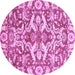 Round Machine Washable Abstract Purple Modern Area Rugs, wshabs339pur