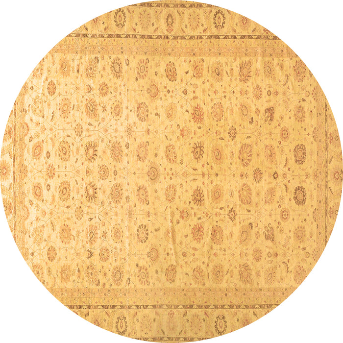 Round Machine Washable Oriental Brown Traditional Rug, wshabs33brn