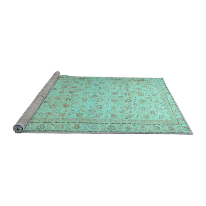 Sideview of Machine Washable Oriental Light Blue Traditional Rug, wshabs33lblu