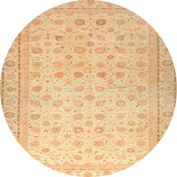 Round Machine Washable Abstract Orange Rug, wshabs33
