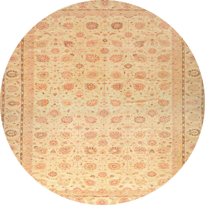 Round Machine Washable Abstract Orange Rug, wshabs33