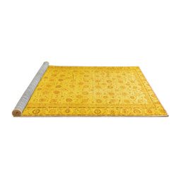 Sideview of Machine Washable Oriental Yellow Traditional Rug, wshabs33yw