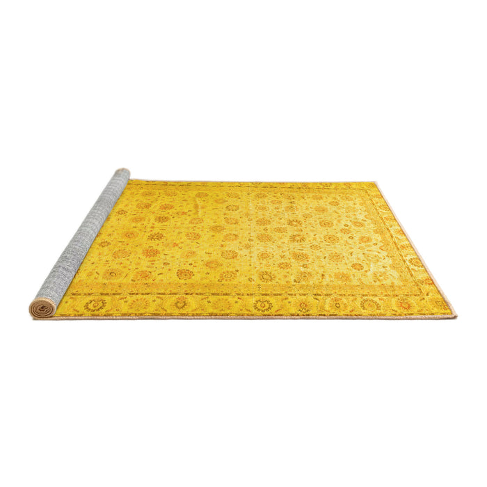 Sideview of Machine Washable Oriental Yellow Traditional Rug, wshabs33yw