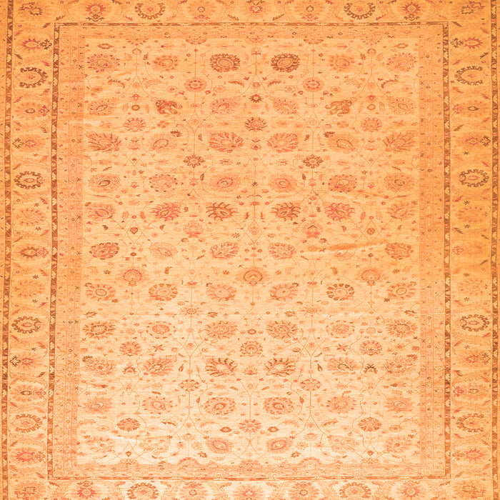 Square Machine Washable Oriental Orange Traditional Area Rugs, wshabs33org