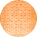 Round Machine Washable Oriental Orange Traditional Area Rugs, wshabs33org