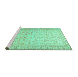 Sideview of Machine Washable Oriental Turquoise Traditional Area Rugs, wshabs33turq