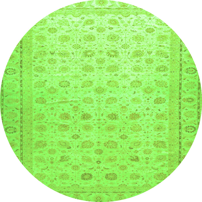 Round Machine Washable Oriental Green Traditional Area Rugs, wshabs33grn