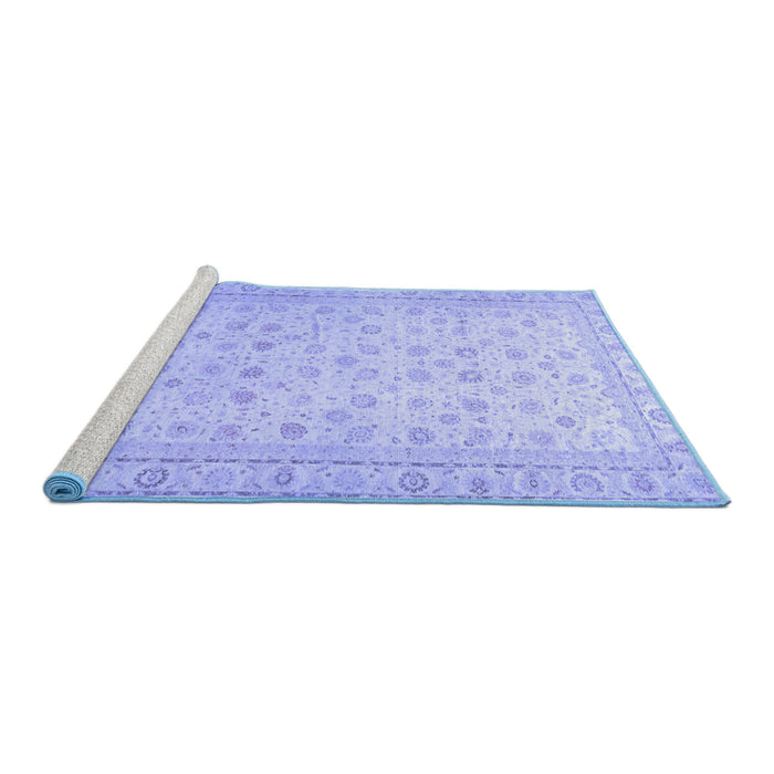 Sideview of Machine Washable Oriental Blue Traditional Rug, wshabs33blu