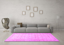 Machine Washable Oriental Purple Traditional Area Rugs in a Living Room, wshabs33pur