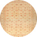 Round Abstract Orange Oriental Rug, abs33