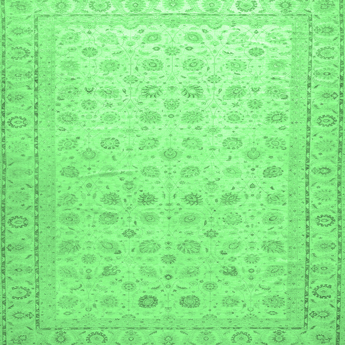 Square Machine Washable Oriental Emerald Green Traditional Area Rugs, wshabs33emgrn