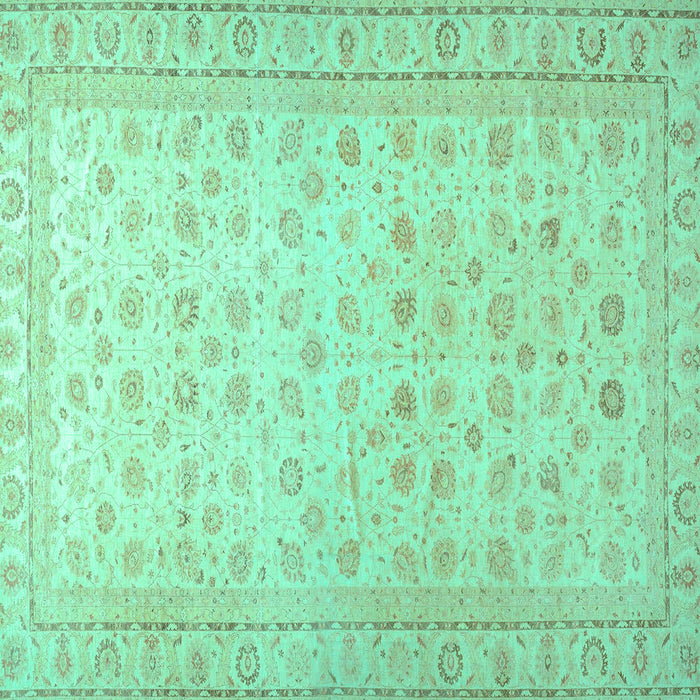 Square Machine Washable Oriental Turquoise Traditional Area Rugs, wshabs33turq