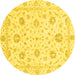 Round Machine Washable Oriental Yellow Modern Rug, wshabs3400yw