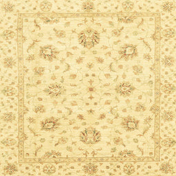 Square Abstract Mustard Yellow Oriental Rug, abs3400