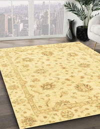 Abstract Mustard Yellow Oriental Rug, abs3400