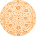 Round Machine Washable Oriental Orange Modern Area Rugs, wshabs3400org