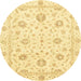 Round Abstract Mustard Yellow Oriental Rug, abs3400