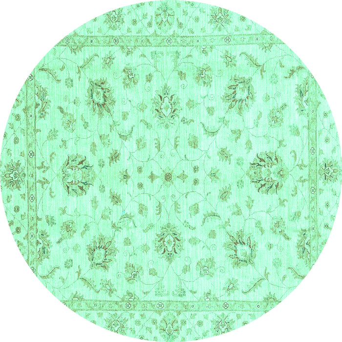Round Oriental Turquoise Modern Rug, abs3400turq