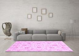 Machine Washable Oriental Purple Modern Area Rugs in a Living Room, wshabs3400pur