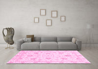 Machine Washable Oriental Pink Modern Rug, wshabs3400pnk