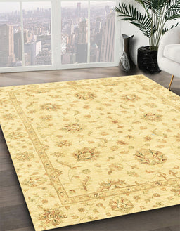 Machine Washable Abstract Mustard Yellow Rug in a Family Room, wshabs3400