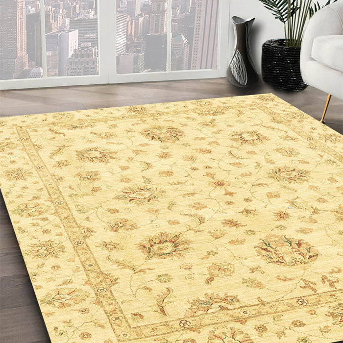 Machine Washable Abstract Mustard Yellow Rug in a Family Room, wshabs3400