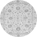 Round Machine Washable Oriental Gray Modern Rug, wshabs3400gry