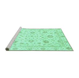 Sideview of Machine Washable Oriental Turquoise Modern Area Rugs, wshabs3400turq