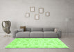 Machine Washable Oriental Green Modern Area Rugs in a Living Room,, wshabs3400grn