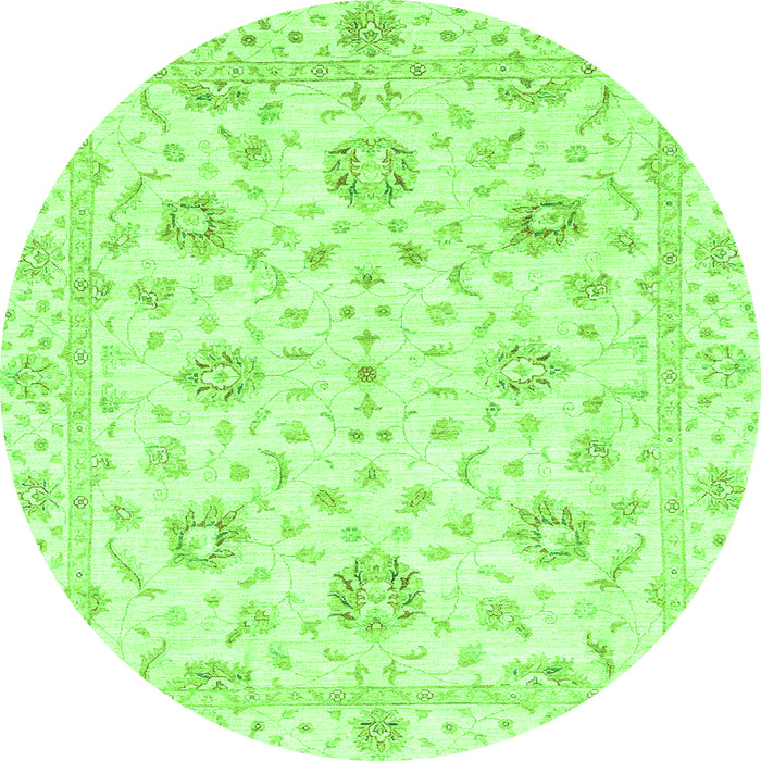 Round Machine Washable Oriental Green Modern Area Rugs, wshabs3400grn