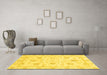 Machine Washable Oriental Yellow Modern Rug in a Living Room, wshabs3400yw