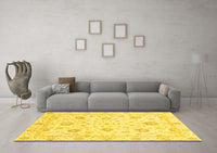 Machine Washable Oriental Yellow Modern Rug, wshabs3400yw