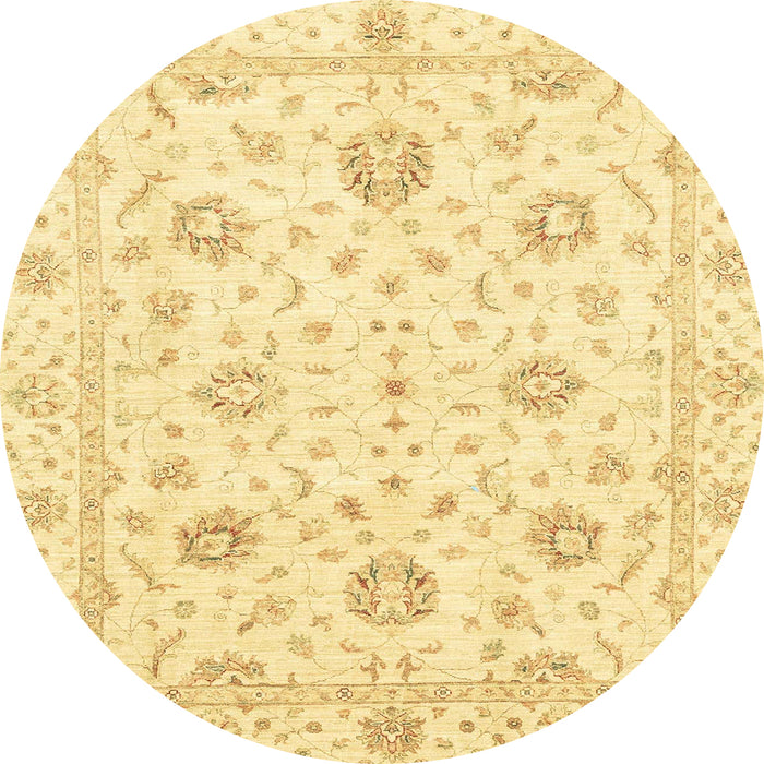 Round Machine Washable Abstract Mustard Yellow Rug, wshabs3400