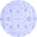 Round Machine Washable Oriental Blue Modern Rug, wshabs3400blu